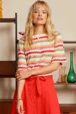 King Louie Ivy Hadley Wide Top In Creme>Vrouwen Truitjes