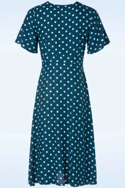 Md'M Jeanette Polka Dot Jurk In Marineblauw>Vrouwen Midi Jurken