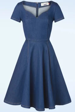 Rock-a-Booty Jenna-Anne Swingjurk In Donkerdenim>Vrouwen Plus Size Jurken