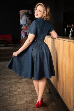 Rock-a-Booty Jodie Swing Jurk In Blauw>Vrouwen Plus Size Jurken