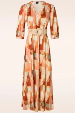 K-Design Josie Crossover Maxi Jurk In Perzik>Vrouwen Plus Size Jurken