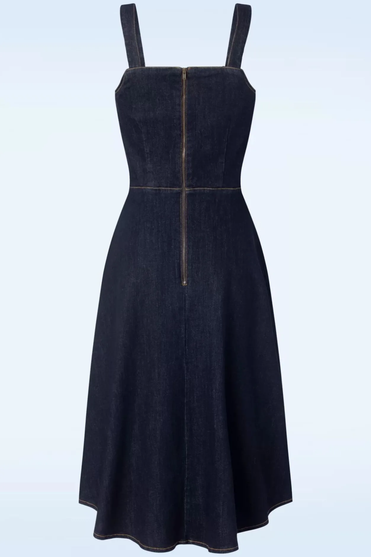 Collectif Clothing Jupiter Pinafore Jurk In Denim>Vrouwen Plus Size Jurken