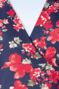 Vintage Chic for Topvintage Katie Floral Pencil Jurk In Marineblauw En Rood><noscript><img width=