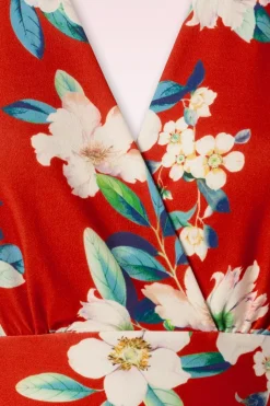 Vintage Chic for Topvintage Katie Penciljurk Met Bloemenprint In Warm Rood><noscript><img width=