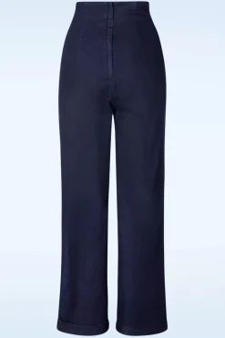 Collectif Clothing Kiki-Lea High Waisted Jeans In Marineblauw>Vrouwen Broeken