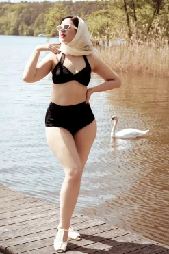 Esther Williams Klassiek Bikinibroekje In Effen Zwart>Vrouwen Bikini's