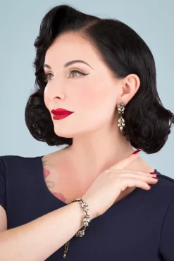 Lovely Kristallen Bladeren Oorbellen In Goud><noscript><img width=