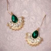 Lovely Kristallen Waaierdruppeloorbellen In Goud En Groen>Vrouwen Sieraden