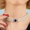 Lovely Lady Diana Parel Choker Ketting In Saffierblauw>Vrouwen Sieraden