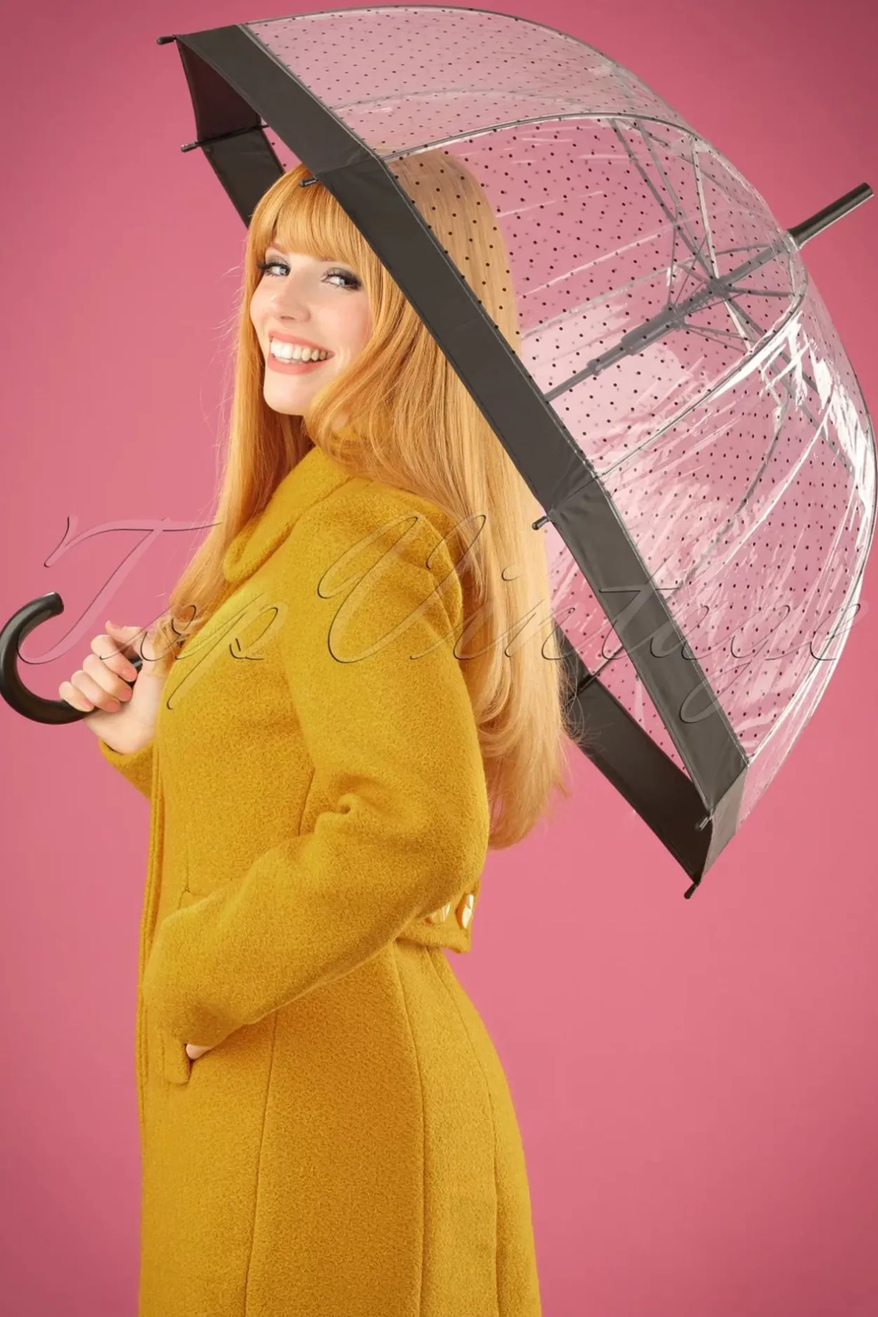 So Rainy Lady Dot Transparante Koepelparaplu In Zwart>Vrouwen Paraplu's
