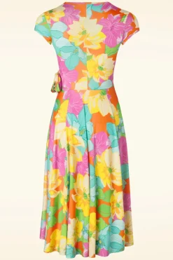 Vintage Chic for Topvintage Layla Bright Floral Swing Jurk In Multi>Vrouwen Plus Size Jurken