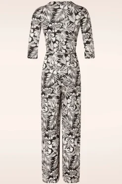 Vintage Chic for Topvintage Lina Leaf Print Jumpsuit In Zwart><noscript><img width=