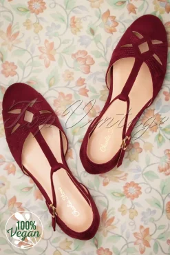 Charlie Stone London T-Strap Flats In Wijnrood>Vrouwen Ballerina's
