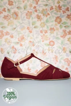 Charlie Stone London T-Strap Flats In Wijnrood><noscript><img width=