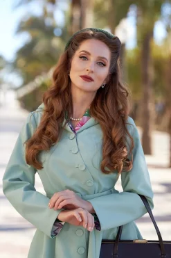 Miss Candyfloss Lorily Minty Floral Reversible Waterafstotende Jas In Mint><noscript><img width=