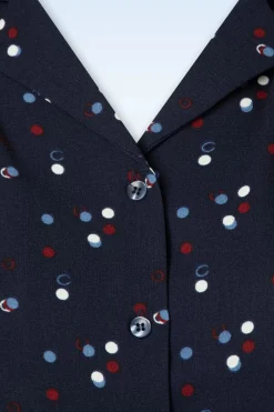 Collectif Clothing Luana Chalk Polka Blouse In Marineblauw>Vrouwen Blouses