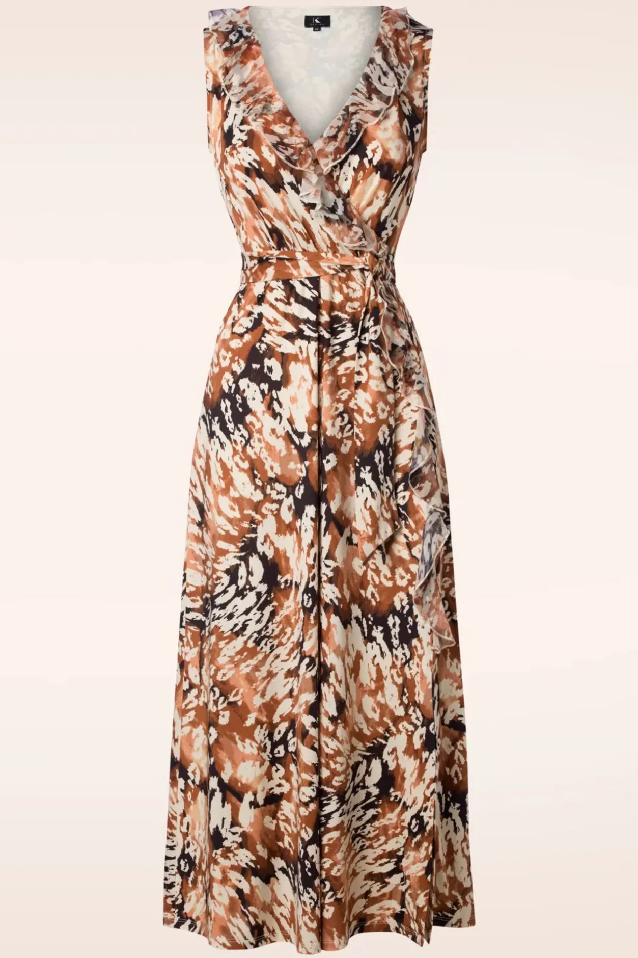 K-Design Lyla Luipaard Maxi Jurk In Bruin>Vrouwen Plus Size Jurken