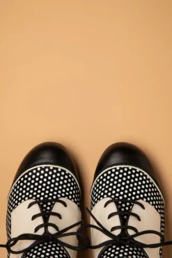 Nemonic Madison Lederen Booties In Zwart En Romig Wit><noscript><img width=