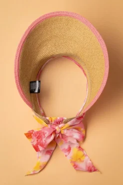 Amici Misha Straw Visor Hoed In Beige En Roze><noscript><img width=