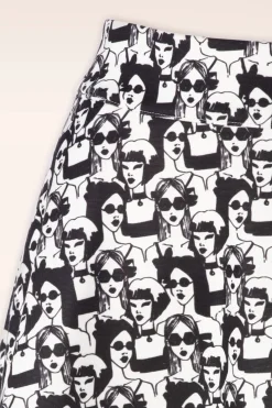 Banned Retro Miss Model Swing Rok In Wit En Zwart><noscript><img width=