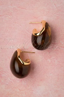 Topvintage Boutique Collection Molly Oorbellen In Goud En Bruin>Vrouwen Sieraden