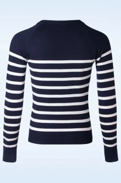 Vixen Nautical Stripe Sweater In Marineblauw>Vrouwen Truitjes