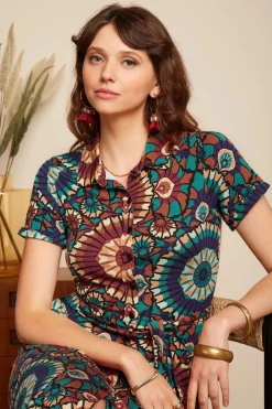 King Louie Olive Torini Midi Jurk In Avondblauw>Vrouwen Plus Size Jurken