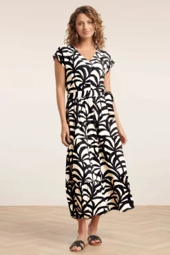 Smashed Lemon Paloma Maxi Jurk In Zwart En Zand>Vrouwen Plus Size Jurken