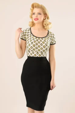 Collectif Clothing Polly Bengaline Rok In Zwart>Vrouwen Rokken