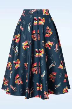 Banned Retro Portofino Living Swing Rok In Blauw>Vrouwen Rokken