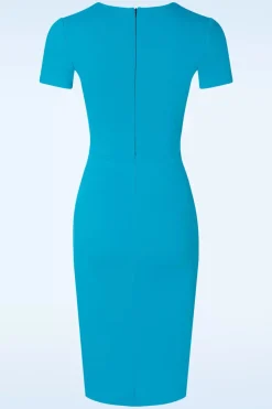 Vintage Chic for Topvintage Rachel Pencil Jurk In Aqua Blauw>Vrouwen Plus Size Jurken