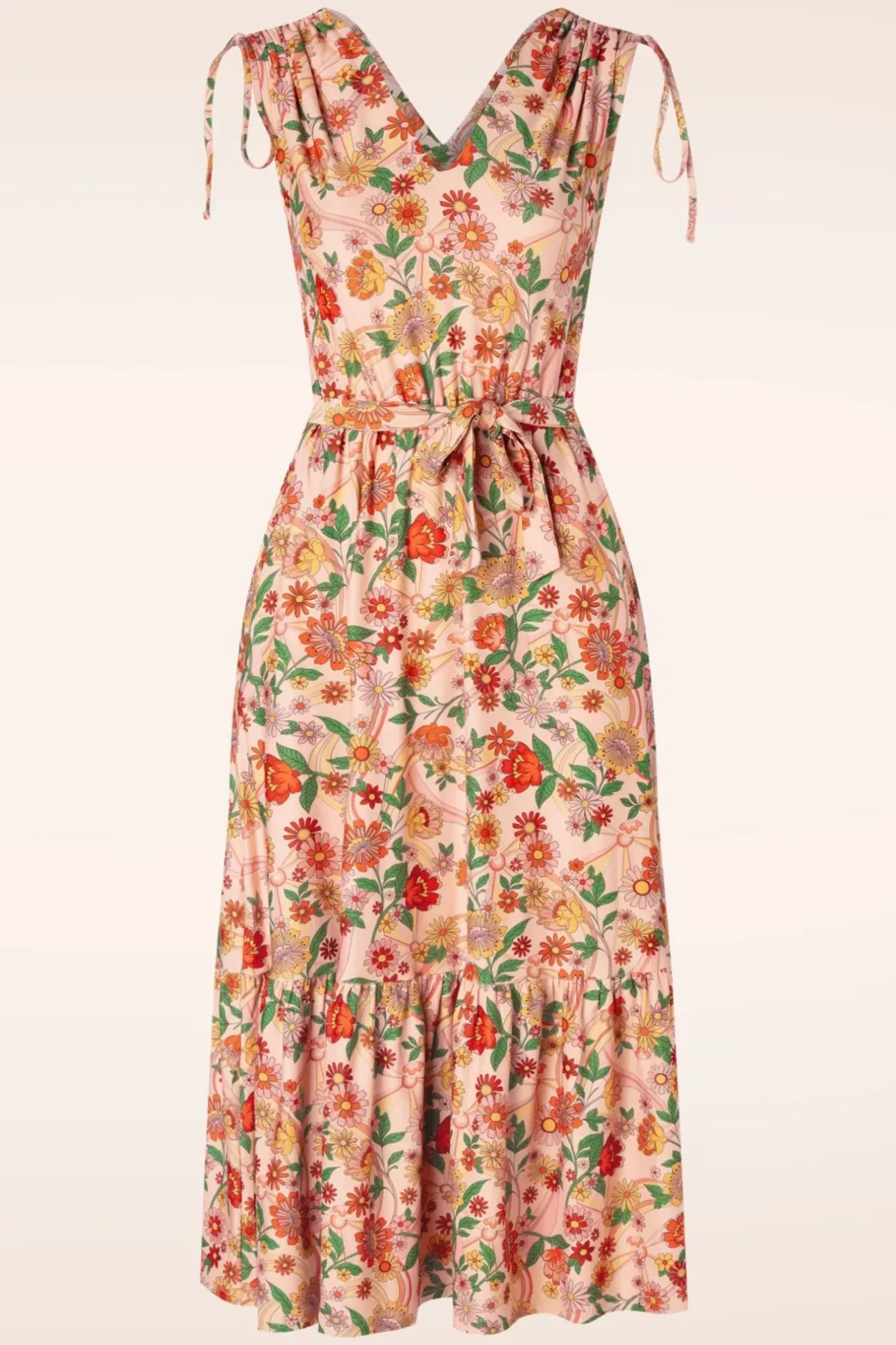 Vixen Rainbow Floral Flare Jurk In Licht Roze>Vrouwen Plus Size Jurken