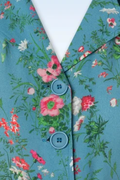 Very Cherry Revers Fieldbouquet Midi Jurk In Blauw><noscript><img width=