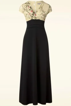 Vintage Chic for Topvintage Rinda Floral Maxi Jurk In Zwart>Vrouwen Maxi Jurken