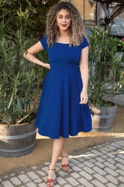 Vintage Chic for Topvintage Riyana Swingjurk In Koningsblauw>Vrouwen Plus Size Jurken