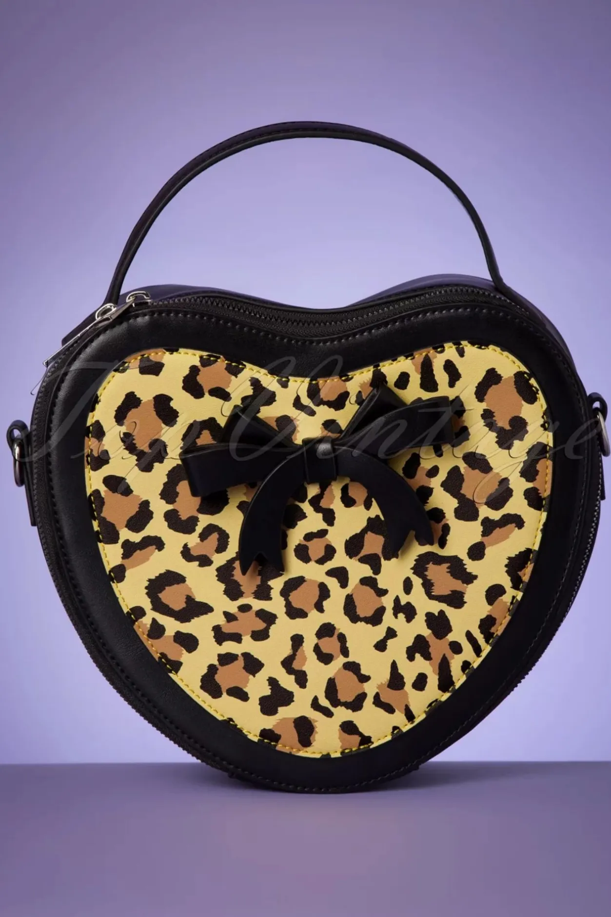 Banned Retro Rockabilly Heart Handtas In Zwart En Leopard>Vrouwen Tassen