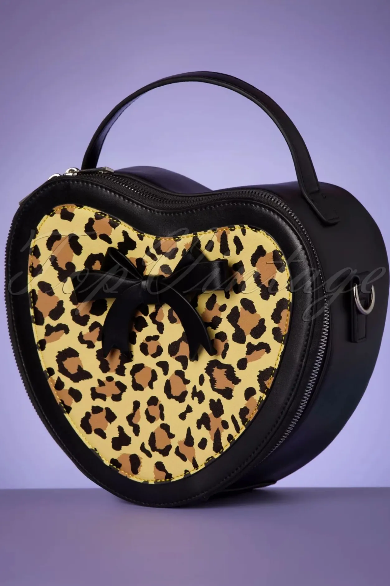 Banned Retro Rockabilly Heart Handtas In Zwart En Leopard>Vrouwen Tassen
