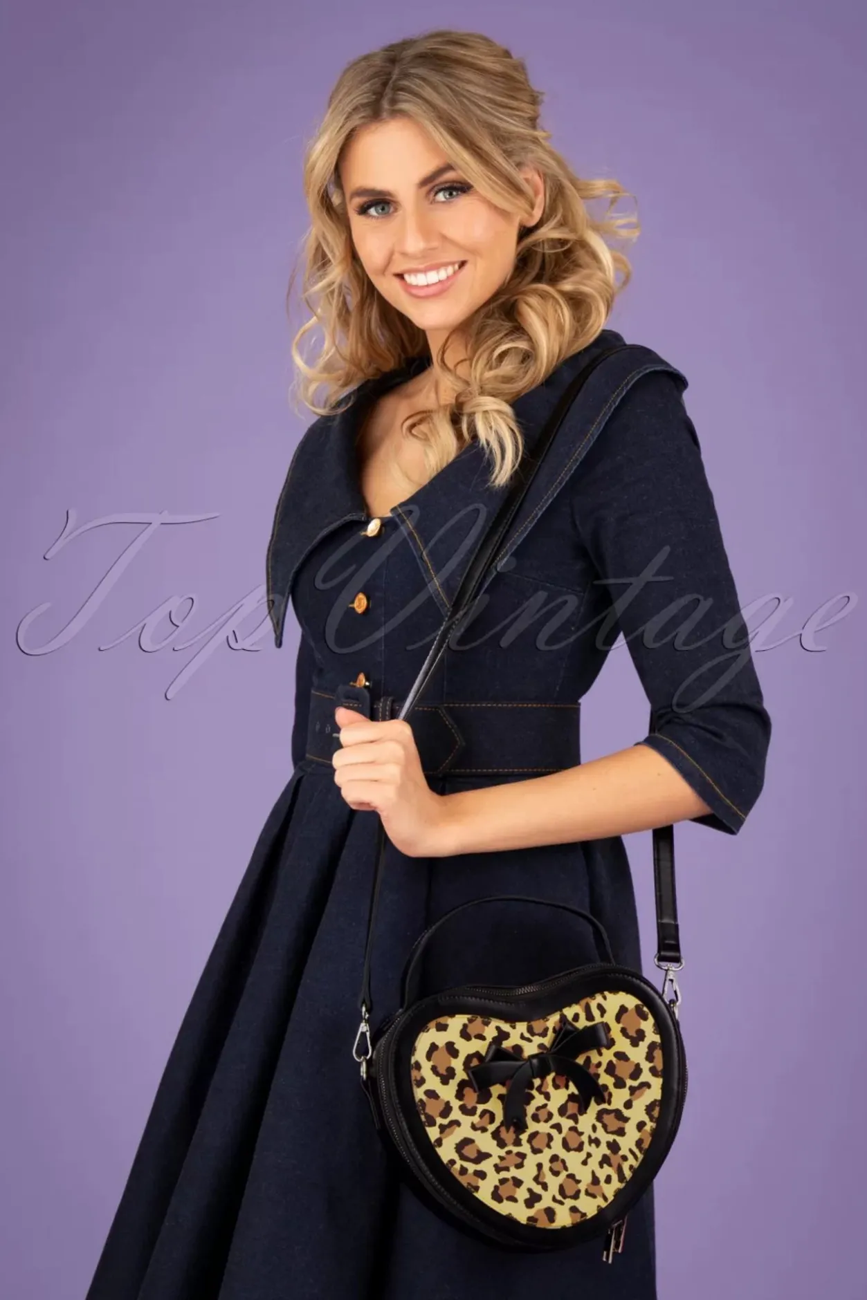 Banned Retro Rockabilly Heart Handtas In Zwart En Leopard>Vrouwen Tassen