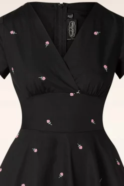 Vixen Rose Geborduurde Swingjurk In Zwart><noscript><img width=