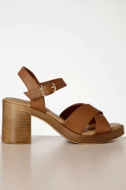 Tamaris Sarah Blokhak Sandalen In Bruin>Vrouwen Sandalen