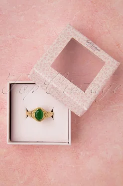 Topvintage Boutique Collection Selflove Ring In Goud En Groen><noscript><img width=