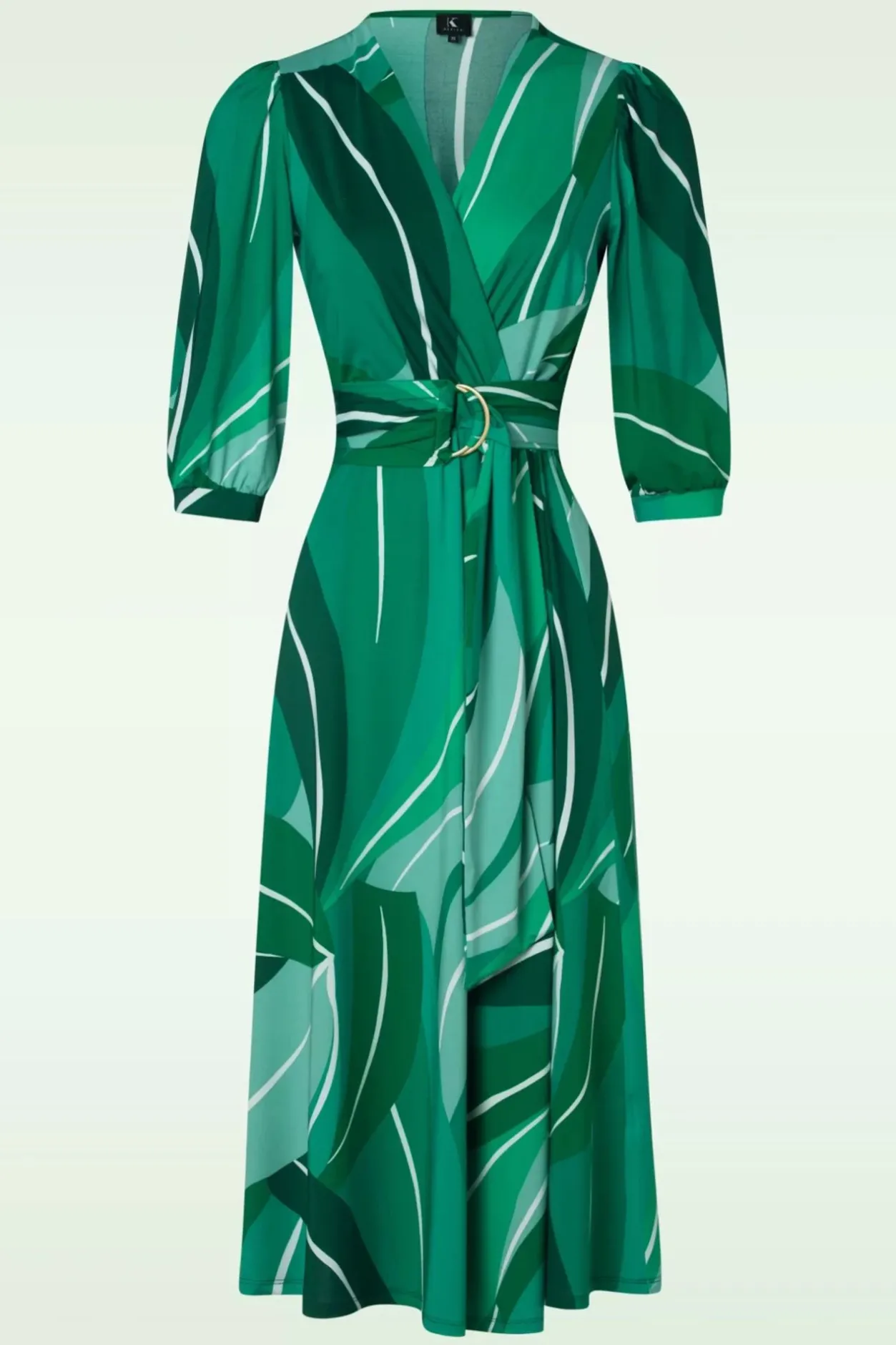 K-Design Shelley Crossover Midi Jurk In Groen>Vrouwen Plus Size Jurken