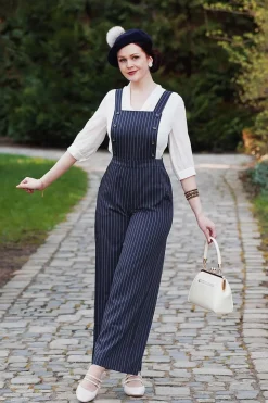 Banned Retro Stripe Sail Dungarees In Marineblauw>Vrouwen Playsuits & Jumpsuits