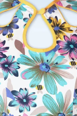 Banned Retro Summer Bee Swing Jurk In Wit><noscript><img width=