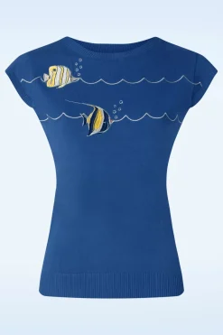 Vixen Swimming Fish Short Sleeve Trui In Blauw>Vrouwen Tops