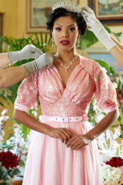 Miss Candyfloss Tess Pia Kanten Bruidsmeisjesjurk In Morganite>Vrouwen Maxi Jurken