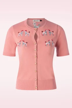 Banned Retro The Kissing Poodles Cardigan In Roze>Vrouwen Vestjes