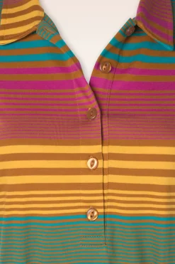 Bakery Ladies Tilly Polo Jurk In Yarn Dyed Caramel><noscript><img width=