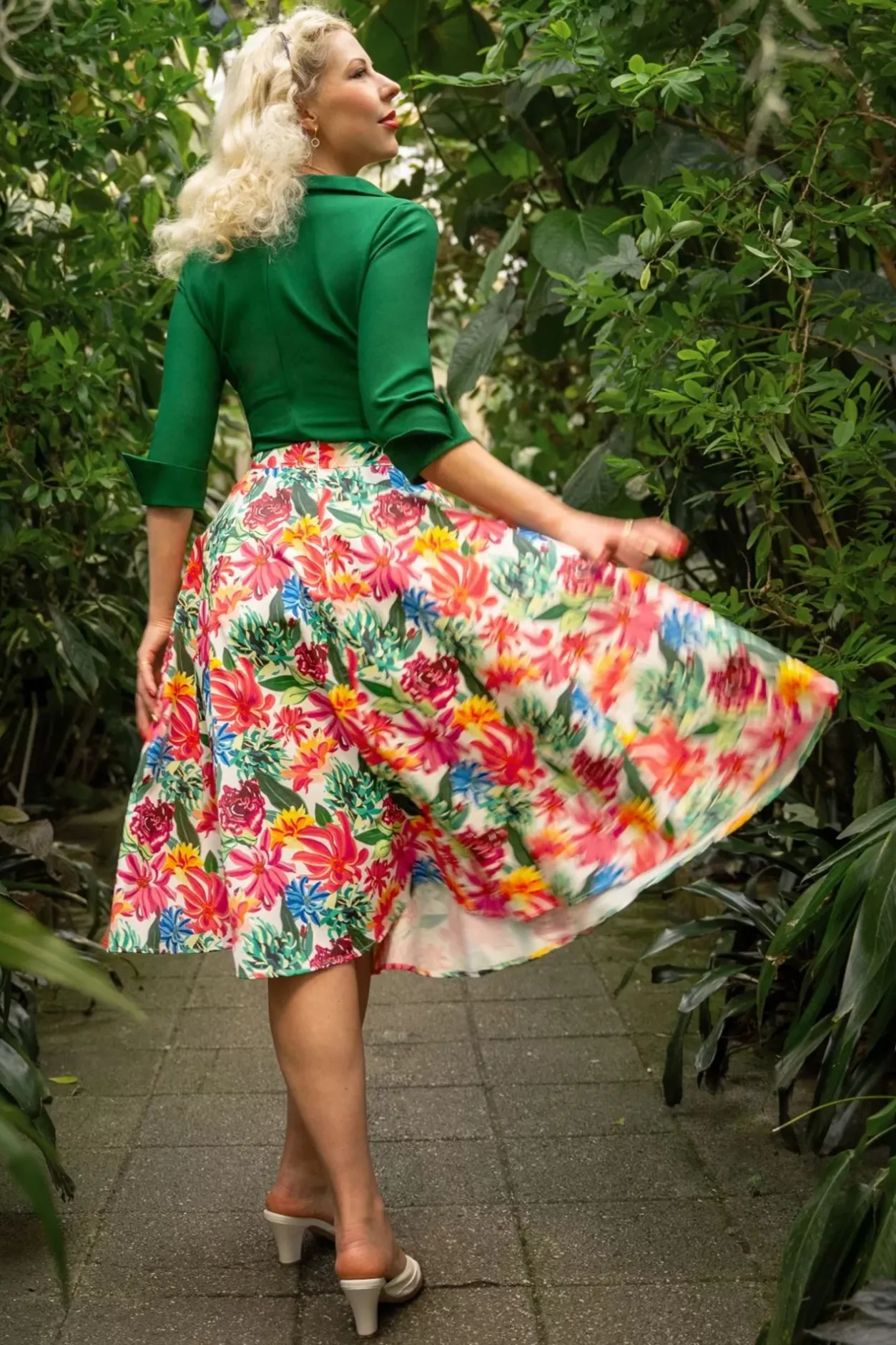 Topvintage Boutique Collection Topvintage Exclusief ~ Adriana Flower Swing Rok In Multi>Vrouwen Rokken
