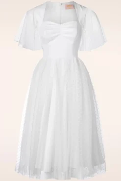 Topvintage Boutique Collection Topvintage Exclusive ~ Holly Bridal Swing Jurk In Wit><noscript><img width=
